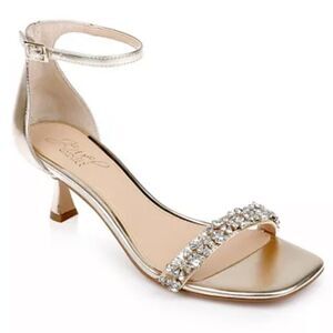 Jewel Badgely Mischka Angel Gold Metallic Jeweled Sandals Size 6.5 New in box